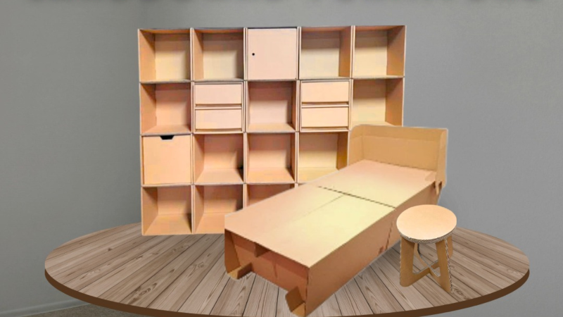 Cardboard furniture Eco-friendly furniture Recyclable furniture Paper bed Cardboard chair Cardboard cabinet Eco-friendly